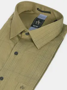 Arrow New York Men Green Skinny Fit Checked Formal Shirt