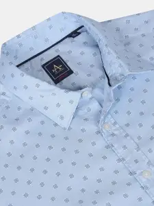 Arrow Sport Men Blue Printed Cotton Short Sleeve Casual Shirt