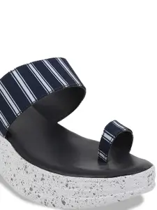 ICONICS Navy Blue Wedge Pumps with Bows