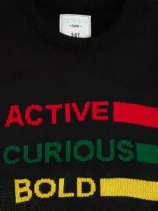 Pantaloons Junior Boys Black & Red Striped Pullover