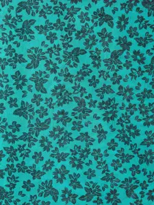 People Women Sea Green & Black Floral Print Crop Top