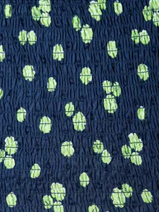 People Navy Blue & Green Geometric Print Off-Shoulder Bardot Top