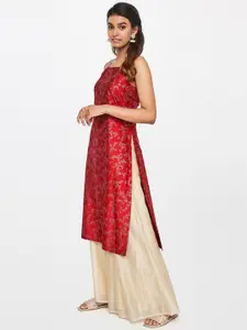 Global Desi Women Red Floral Printed Kurta
