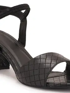 Style Shoes Textured Open Toe Block Heels