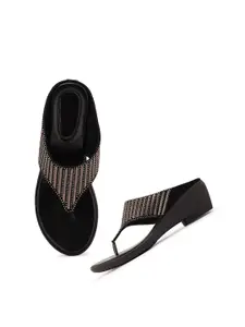 Style Shoes Black Embellished Wedge Heels