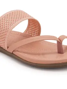 Style Shoes Women Pink One Toe Flats with Laser Cuts