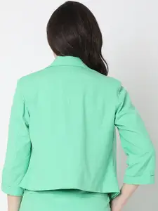 Vero Moda Women Green Solid Blazers
