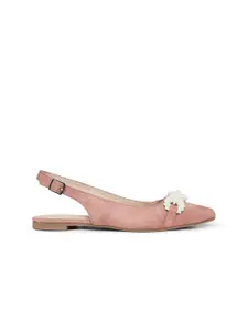 Forever Glam by Pantaloons Women Pink PU Slingback Flats