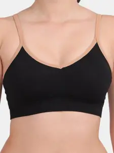 Amour Secret Black & Olive Green Lightly Padded Sports Bra