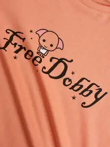 The Souled Store Girls Pink Printed Puff Sleeves Top