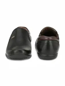 Sir Corbett Men Black Solid Formal Leather Slip-On Shoes