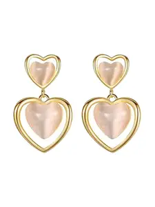 Unwind by Yellow Chimes Women Heart Shape Gold Plated Drop Earrings
