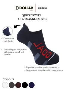 Dollar Socks Men Pack of 5 Grey & White Patterned Ankle Length Socks