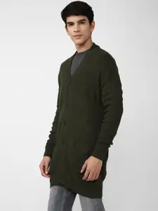 FOREVER 21 Men Olive Green Cardigan Sweater