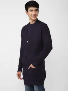FOREVER 21 Men Blue Solid Cardigan