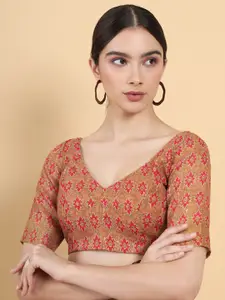 Soch Mustard & Red Batik Polycotton Printed Saree