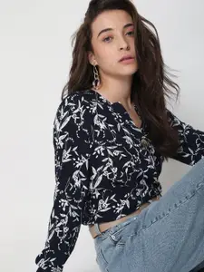 Vero Moda Blue Floral Print Crop Top