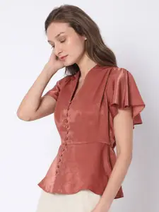 Vero Moda Women Pink Peplum Top