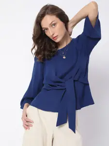 Vero Moda Blue Waist Tie Up Top