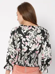Vero Moda Women Black Floral Print Shirt Style Top
