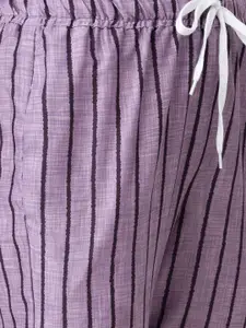 FashionRack Women Set of 2 Lavender & Brown Cotton Lounge Pants