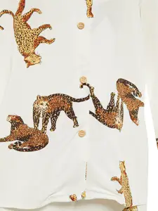 Trendyol Women Off White & Brown Printed Night suit