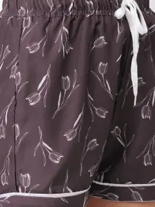 FashionRack Pack Of 2 Women Blue & Brown Printed Cotton Lounge Shorts