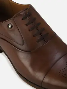 Louis Philippe Men Brown Textured Formal Derbys