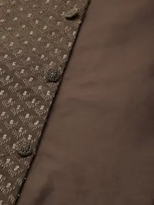 House Of Pataudi Woven Design Mandarin Collar Rozana Sequinned Nehru Jacket