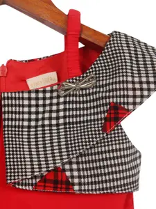 Tiny Girl Girls Red & Black Printed Cotton Top with Skirt