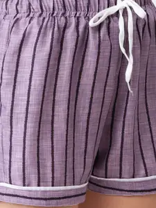 FashionRack Women Grey & Purple 2 Printed Lounge Shorts
