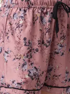 FashionRack Pack Of 2 Women Purple & Brown Printed Lounge Shorts