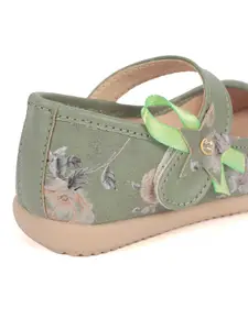 Lil Lollipop Girls Green Floral Printed Ballerinas Flats