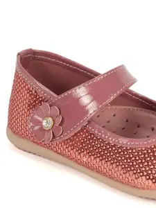 Lil Lollipop Girls Rust Textured Ballerinas with Bows Flats