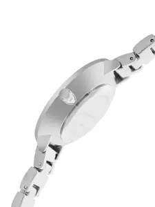 French Connection Women Blue Printed Dial & Silver Toned Stainless Steel Bracelet Style Straps Analogue Watch