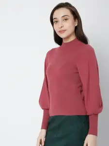 Vero Moda Women Dry Rose Casual Turtle Neck Pullover