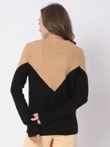 Vero Moda Women Brown & Black Colourblocked Pullover