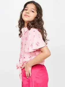 Global Desi Pink Floral Print Top
