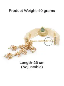 Zaveri Pearls Women Green & White Pearls Gold-Plated Wraparound Bracelet