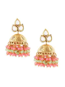 Zaveri Pearls Green Dome Shaped Jhumkas Earrings