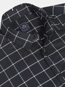 Arrow Sport Men Black Slim Fit Windowpane Checks Checked Cotton Casual Shirt