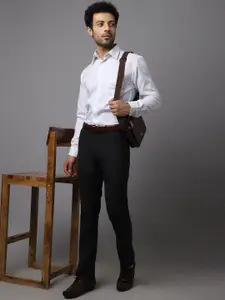 Cantabil Men White Grid Tattersall Checks Checked Formal Shirt