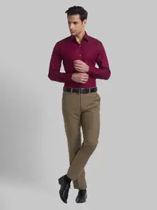 Raymond Men Marron Solid Pure Cotton Formal Shirt
