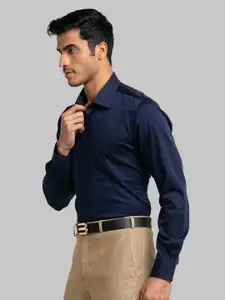 Raymond Men Blue Solid Pure Cotton Formal Shirt