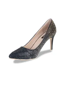 Sherrif Shoes Women Black Embellished Party Stiletto Pumps
