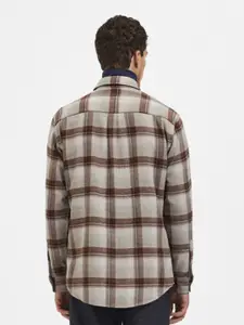 SELECTED Men Brown Tartan Checks Checked Casual Shirt