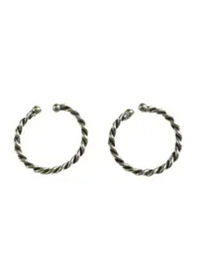 FIROZA Women Set of 2 Oxidized Silver-Toned Toe Rings