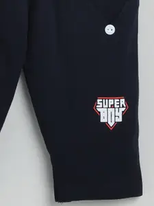 Nottie Planet Boys Red & Black Striped Pure Cotton T-shirt with Pyjamas