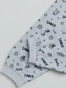 Nottie Planet Boys Blue & Grey Printed Cotton T-shirt with Pyjamas