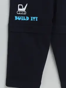 Nottie Planet Boys Blue & Navy Blue Printed Cotton T-shirt with Pyjamas